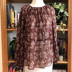 Purple Sheer Floral Silk Top